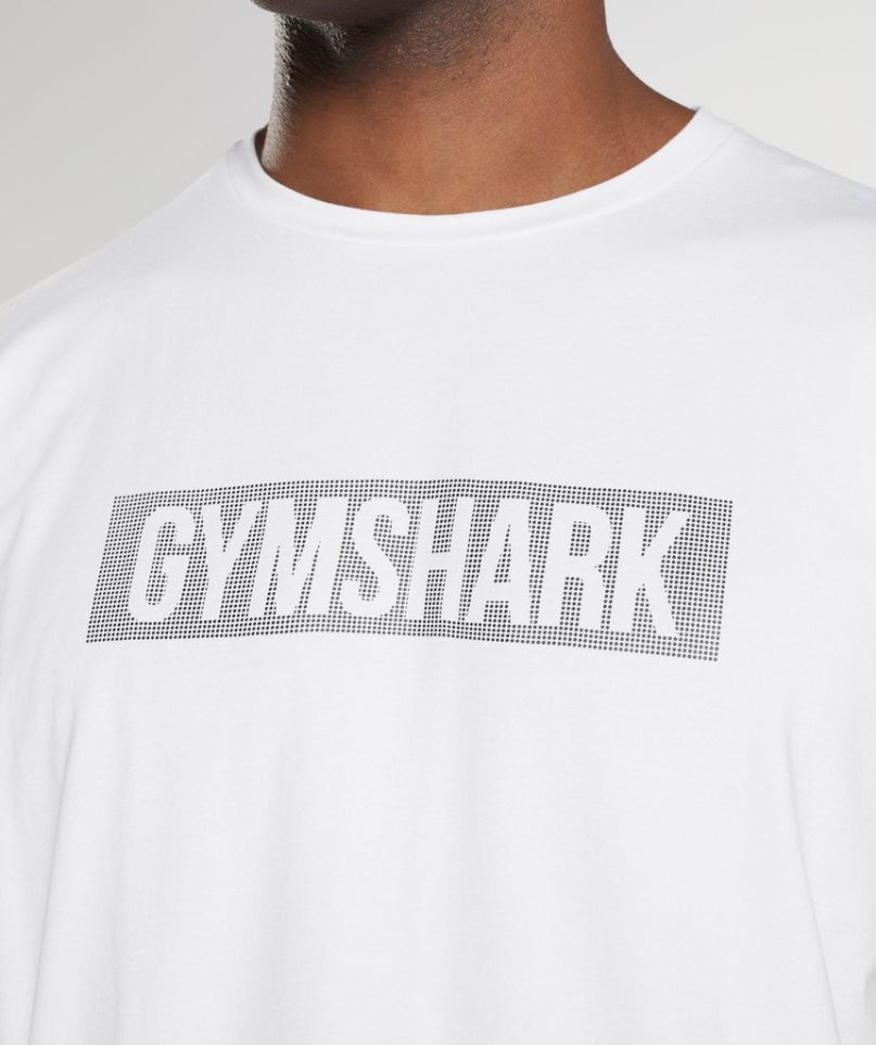 Men's Gymshark Block T-Shirts White | NZ 8EQOAL